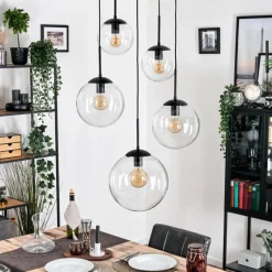 hofstein Gastor Suspension, Boule lumineuse 45 cm Noir, 5 lumières