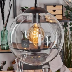 hofstein Gastor Suspension, Boule lumineuse 45 cm Noir, 5 lumières