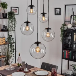 hofstein Gastor Suspension, Boule lumineuse 45 cm Noir, 5 lumières