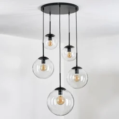 hofstein Gastor Suspension, Boule lumineuse 45 cm Noir, 5 lumières