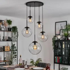 hofstein Gastor Suspension, Boule lumineuse 45 cm Noir, 5 lumières