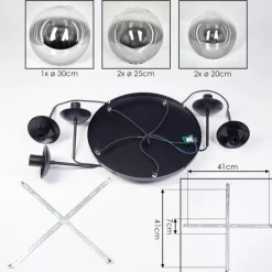 hofstein Gastor Suspension, Boule lumineuse 45 cm Noir, 5 lumières