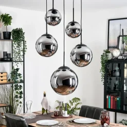 hofstein Gastor Suspension, Boule lumineuse 45 cm Noir, 5 lumières