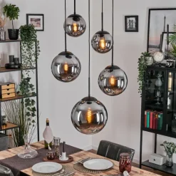 hofstein Gastor Suspension, Boule lumineuse 45 cm Noir, 5 lumières