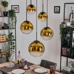 hofstein Gastor Suspension, Boule lumineuse 45 cm Noir, 5 lumières