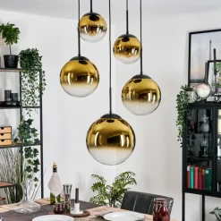 hofstein Gastor Suspension, Boule lumineuse 45 cm Noir, 5 lumières