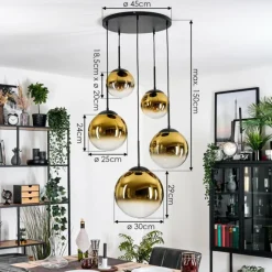 hofstein Gastor Suspension, Boule lumineuse 45 cm Noir, 5 lumières