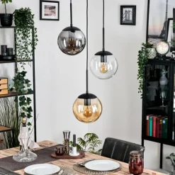 Suspension Verre Fumé-hofstein Gastor Suspension, Boule lumineuse Ambre, Clair, Fumé, 3 lumières