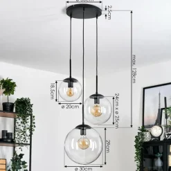 hofstein Gastor Suspension, Boule lumineuse Clair, 3 lumières