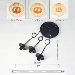 hofstein Gastor Suspension, Boule lumineuse Ambre, 3 lumières