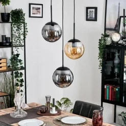 hofstein Gastor Suspension, Boule lumineuse Ambre, Fumé, 3 lumières