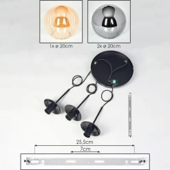 hofstein Gastor Suspension, Boule lumineuse Ambre, Fumé, 3 lumières