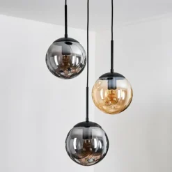 hofstein Gastor Suspension, Boule lumineuse Ambre, Fumé, 3 lumières