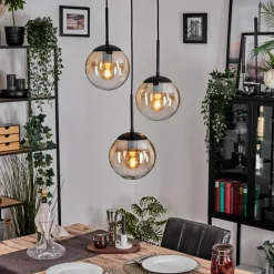 hofstein Gastor Suspension, Boule lumineuse Ambre, Clair, 3 lumières