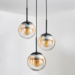hofstein Gastor Suspension, Boule lumineuse Ambre, Clair, 3 lumières