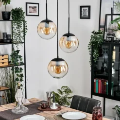 hofstein Gastor Suspension, Boule lumineuse Ambre, Clair, 3 lumières