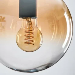 Lampes Dorées-hofstein Gastor Suspension, Boule lumineuse Ambre, Or, Clair, Fumé, 3 lumières