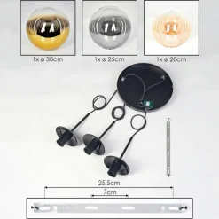 Lampes Dorées-hofstein Gastor Suspension, Boule lumineuse Ambre, Or, Clair, Fumé, 3 lumières