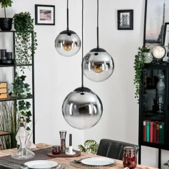 hofstein Gastor Suspension, Boule lumineuse Clair, Fumé, 3 lumières