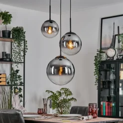 hofstein Gastor Suspension, Boule lumineuse Clair, Fumé, 3 lumières