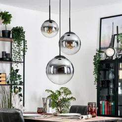 hofstein Gastor Suspension, Boule lumineuse Clair, Fumé, 3 lumières