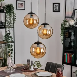hofstein Gastor Suspension, Boule lumineuse Ambre, 3 lumières
