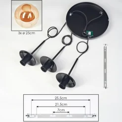 hofstein Gastor Suspension, Boule lumineuse Ambre, 3 lumières