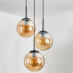 hofstein Gastor Suspension, Boule lumineuse Ambre, 3 lumières