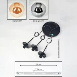 hofstein Gastor Suspension, Boule lumineuse Ambre, Fumé, 3 lumières