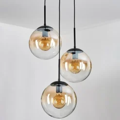 hofstein Gastor Suspension, Boule lumineuse Ambre, Clair, 3 lumières