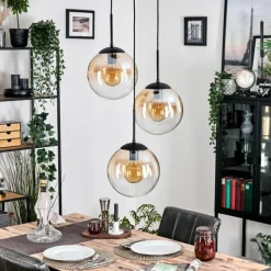 hofstein Gastor Suspension, Boule lumineuse Ambre, Clair, 3 lumières