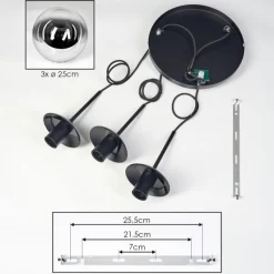 hofstein Gastor Suspension, Boule lumineuse Chrome, Clair, Fumé, 3 lumières