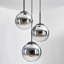 hofstein Gastor Suspension, Boule lumineuse Chrome, Clair, Fumé, 3 lumières