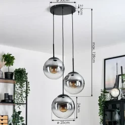 hofstein Gastor Suspension, Boule lumineuse Clair, Fumé, 3 lumières