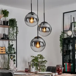 hofstein Gastor Suspension, Boule lumineuse Clair, Fumé, 3 lumières