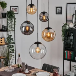 hofstein Gastor Suspension, Boule lumineuse 45 cm Noir, 5 lumières