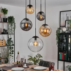 hofstein Gastor Suspension, Boule lumineuse 45 cm Noir, 5 lumières