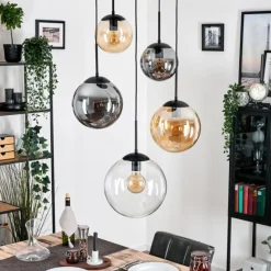 hofstein Gastor Suspension, Boule lumineuse 45 cm Noir, 5 lumières