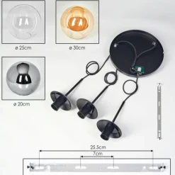 hofstein Gastor Suspension, Boule lumineuse 30 cm Ambre, Clair, Fumé, 3 lumières