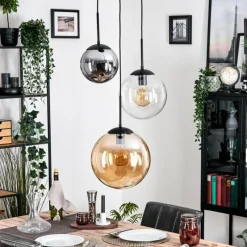 hofstein Gastor Suspension, Boule lumineuse 30 cm Ambre, Clair, Fumé, 3 lumières
