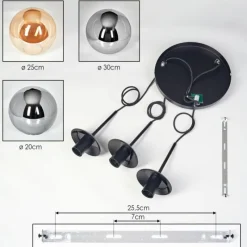 hofstein Gastor Suspension, Boule lumineuse 30 cm Ambre, Fumé, 3 lumières