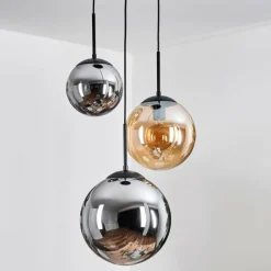 hofstein Gastor Suspension, Boule lumineuse 30 cm Ambre, Fumé, 3 lumières