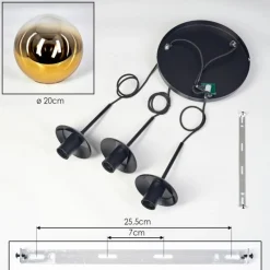 hofstein Gastor Suspension, Boule lumineuse 30 cm Or, Clair, 3 lumières