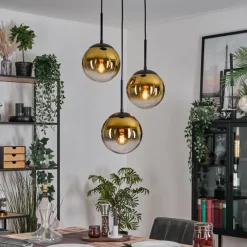 hofstein Gastor Suspension, Boule lumineuse 30 cm Or, Clair, 3 lumières