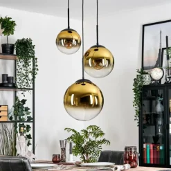 hofstein Gastor Suspension, Boule lumineuse 30 cm Or, Clair, 3 lumières