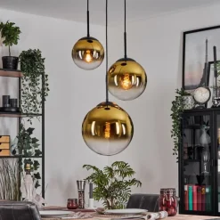 hofstein Gastor Suspension, Boule lumineuse 30 cm Or, Clair, 3 lumières