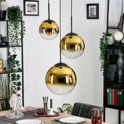 hofstein Gastor Suspension, Boule lumineuse 30 cm Or, Clair, 3 lumières