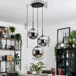 hofstein Gastor Suspension, Boule lumineuse 30 cm Chrome, Fumé, 3 lumières