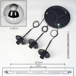 hofstein Gastor Suspension, Boule lumineuse 30 cm Chrome, Fumé, 3 lumières