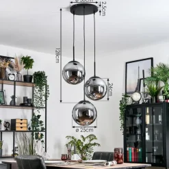 hofstein Gastor Suspension, Boule lumineuse 30 cm Fumé, 3 lumières